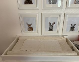 Changing table topper and pad with covers and mats