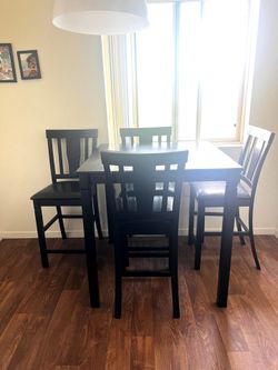 Black Counter-Height Dining Table Set with 4 Chairs
