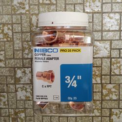 603 3/4 in. × 3/3 in. Wrot Copper Cup X FIP Adapter Pro Pack.