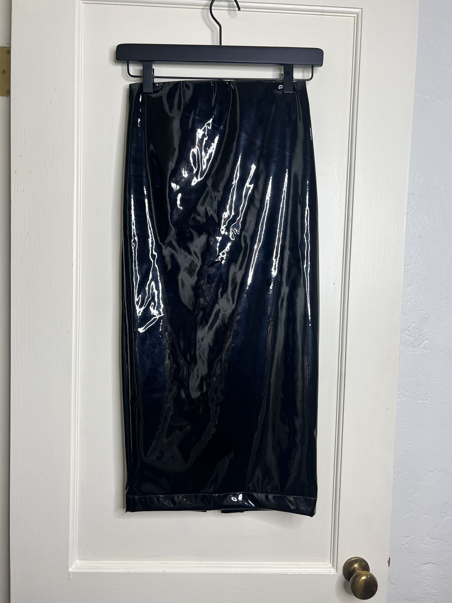 Michael Costello X Revolve Skirt Womens XXS Black Julia Faux Leather Midi Pencil