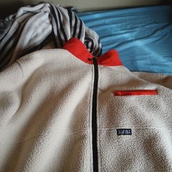 Stussy Fleece Zip Up Jacket White/cream Colored XL
