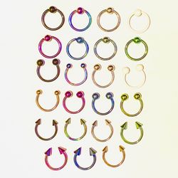 Captive Bead Ring Spike Horseshoe 16g 11mm 7/16" Lip Ear Nose
