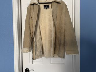 London Fog Leather/Suede, Faux Fur Coat