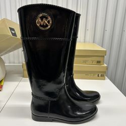 Michael Kors MK Black Rubber Tall Rain Boots women’s size 9 