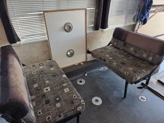 Toy hauler couch and dinette