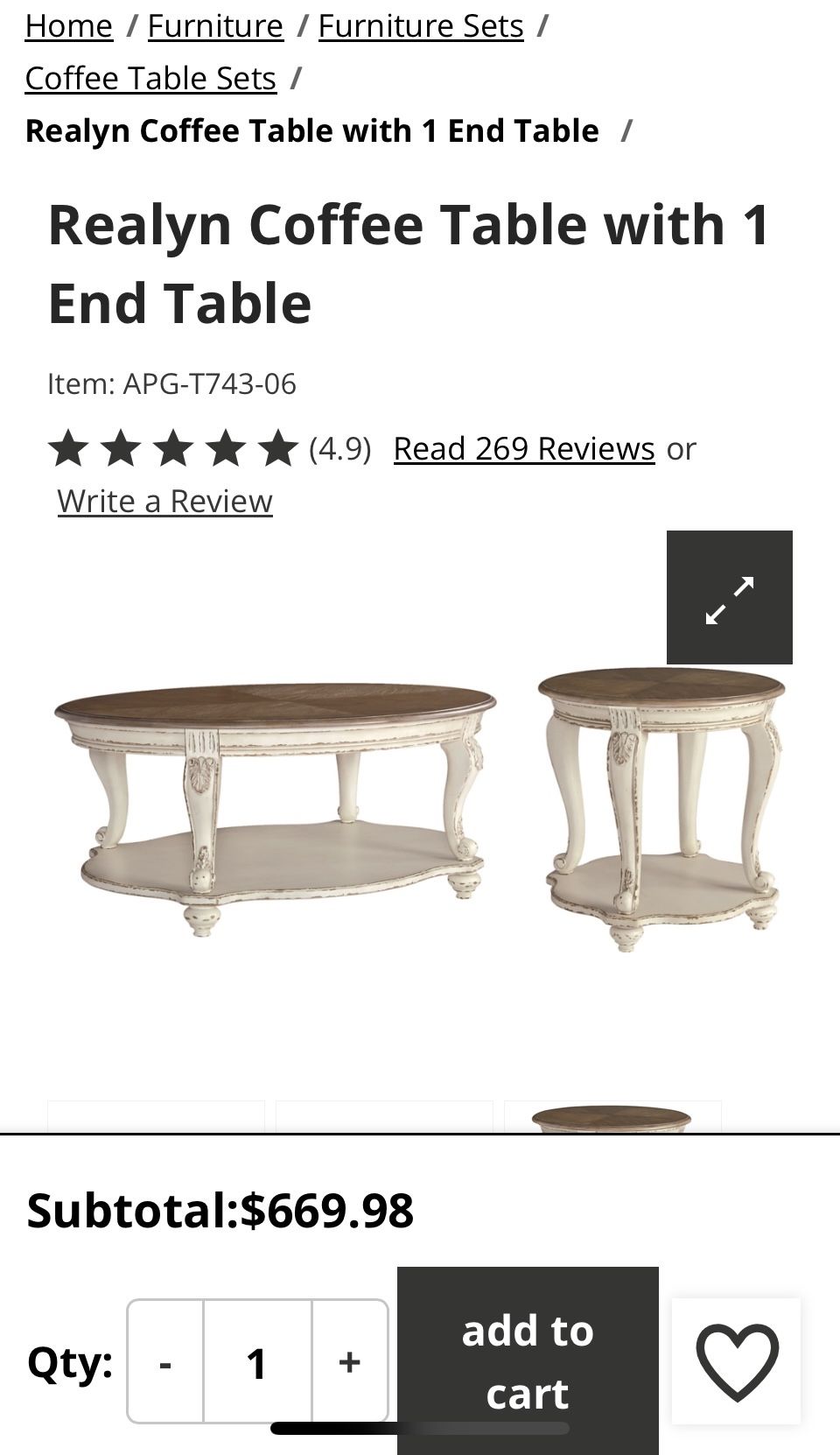 Modern Farmhouse Coffee & End Table