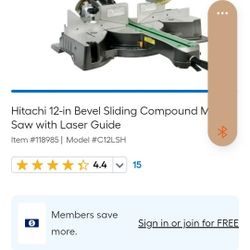 Hitachi 12-in Bevel Sliding Compound Miter Saw with Laser Guide