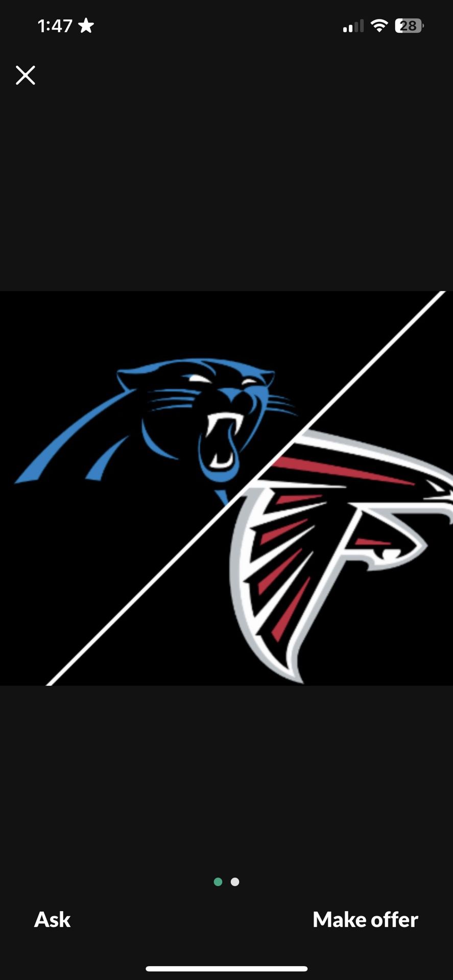 NFL Atlanta Falcons Vs Carolina  Panthers  12/17 1:00 Pm
