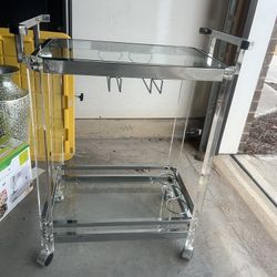 Bar Cart Clear And Metal 