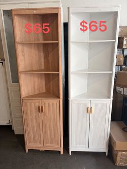 69" Tall Corner Shelf with Doors, 6-Tier Corner Storage Cabinet with Doors, Space Saver Shelf