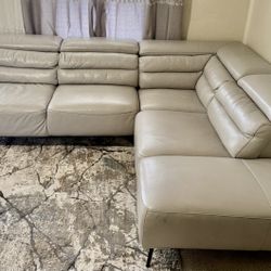 Grey Leather Sectional 