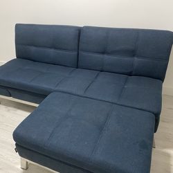Coddle Convertible  Couch With Ottoman Navy Blue
