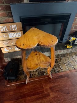 Heart-Shaped Wooden Side Table Two Tier