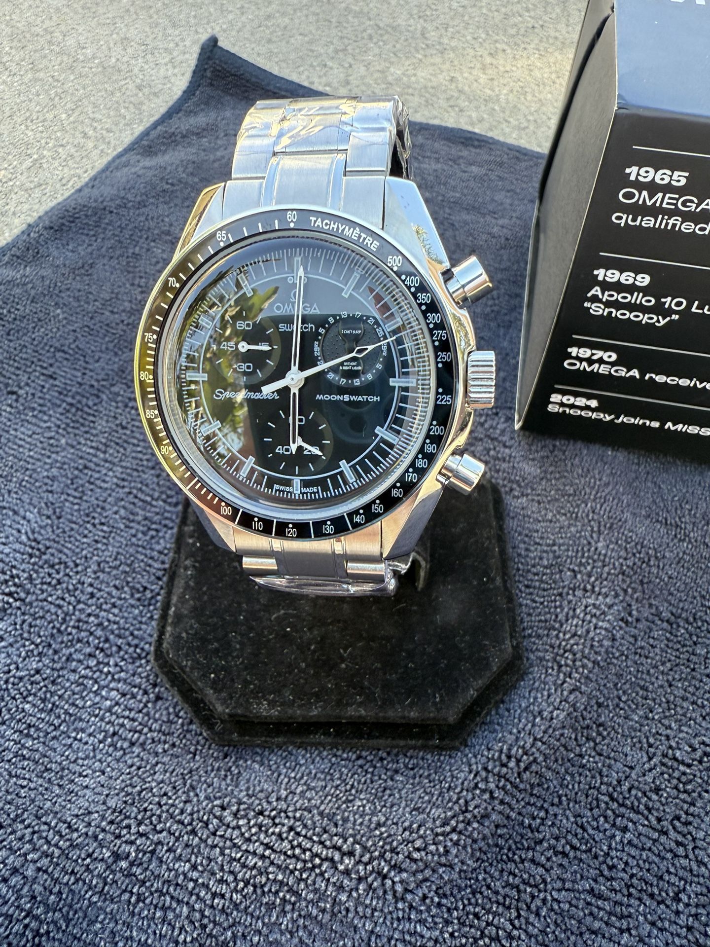 Stainless Steel Modded! OMEGA x Swatch Black MoonSwatch - Mission to the Moon-phase