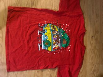 Scooby-Doo T Shirt Mens Medium Red Mystery Machine Christmas Tree Tee Cartoon