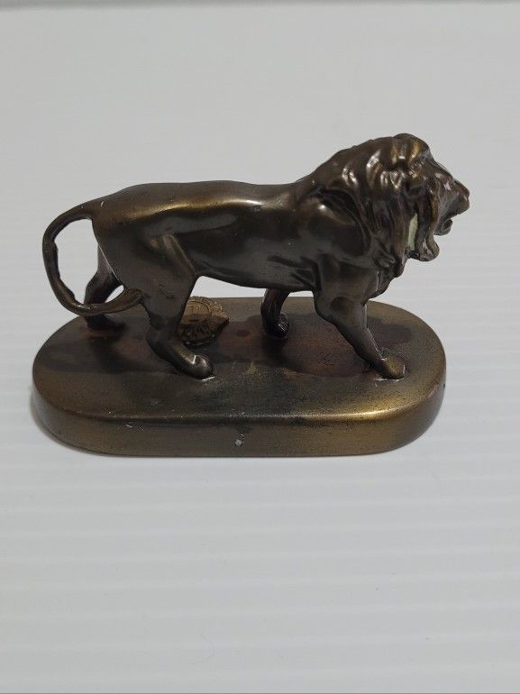Lions Club Brass Vintage Figurine Paperweight Award Emblem 2" Tall