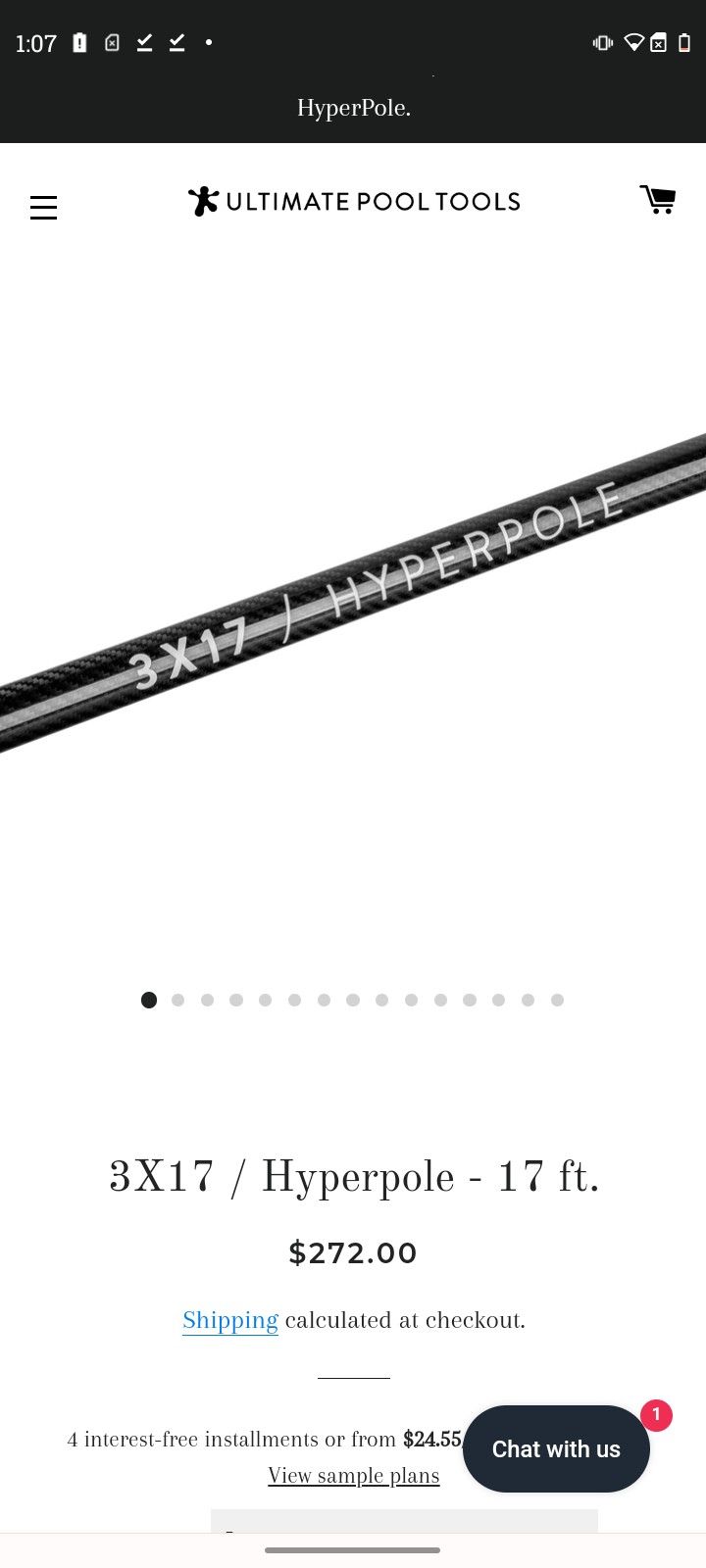 Hyperpole- 17 Foot Carbon Fiber Telescoping Professional Pool Cleaning Pole By Ultimate Pool Tools