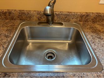 Stainless Steel Utility Sink with Brushed Nickel Pull-Down Faucet