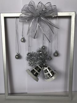 Silver bells framed ornaments, very large