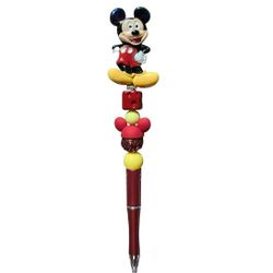 Mickey Mouse Disney Beaded Ballpoint Twist Pen Red Black