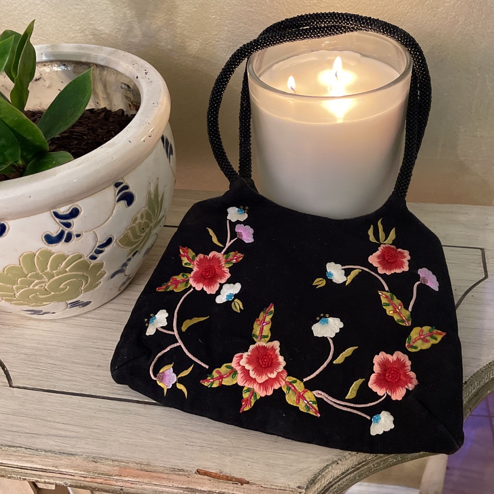 Classic Embroidered Beaded Floral Beaded Handles As Well