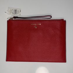 Michael Kors Red Pebbled Leather Wristlet – Brand New 