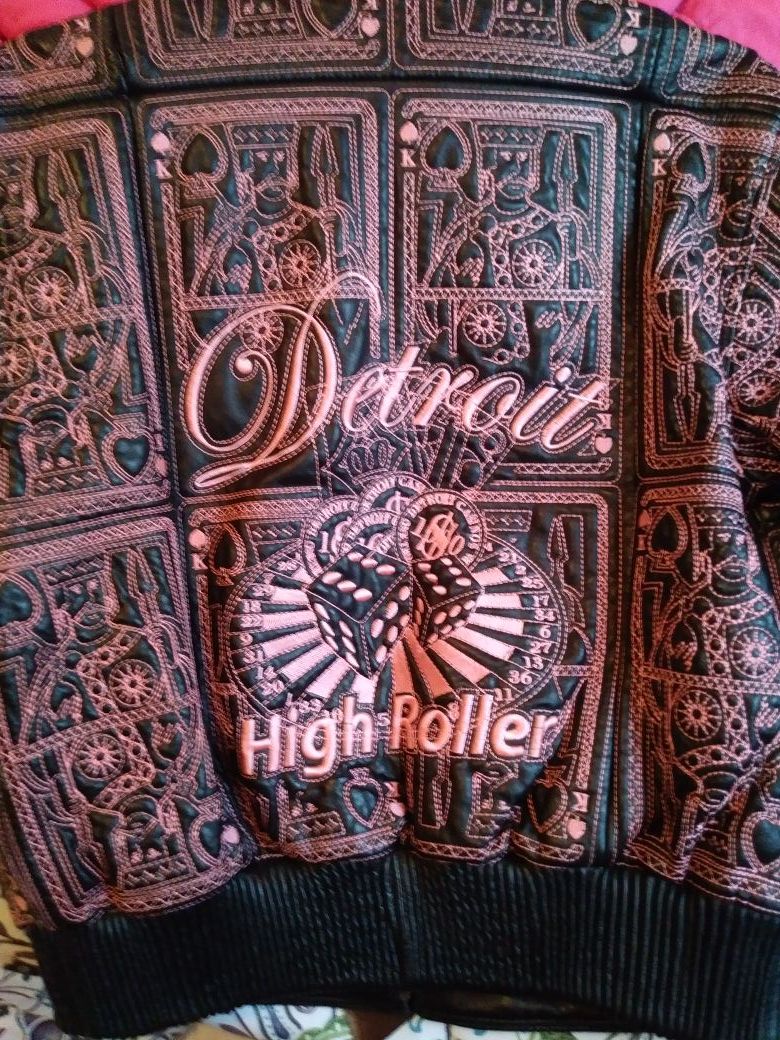 Rare designer Boni Pelle "king of hearts" italian leather high roller Detroit casino jacket pink/black authentic boni pelle