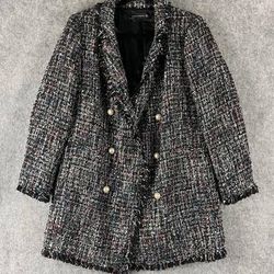 Zara Fantasy Tweed Blazer Jacket Womens XL Glitter Thread Boucle Pearl Button