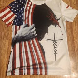 Men Jesus American Flag T-Shirt 