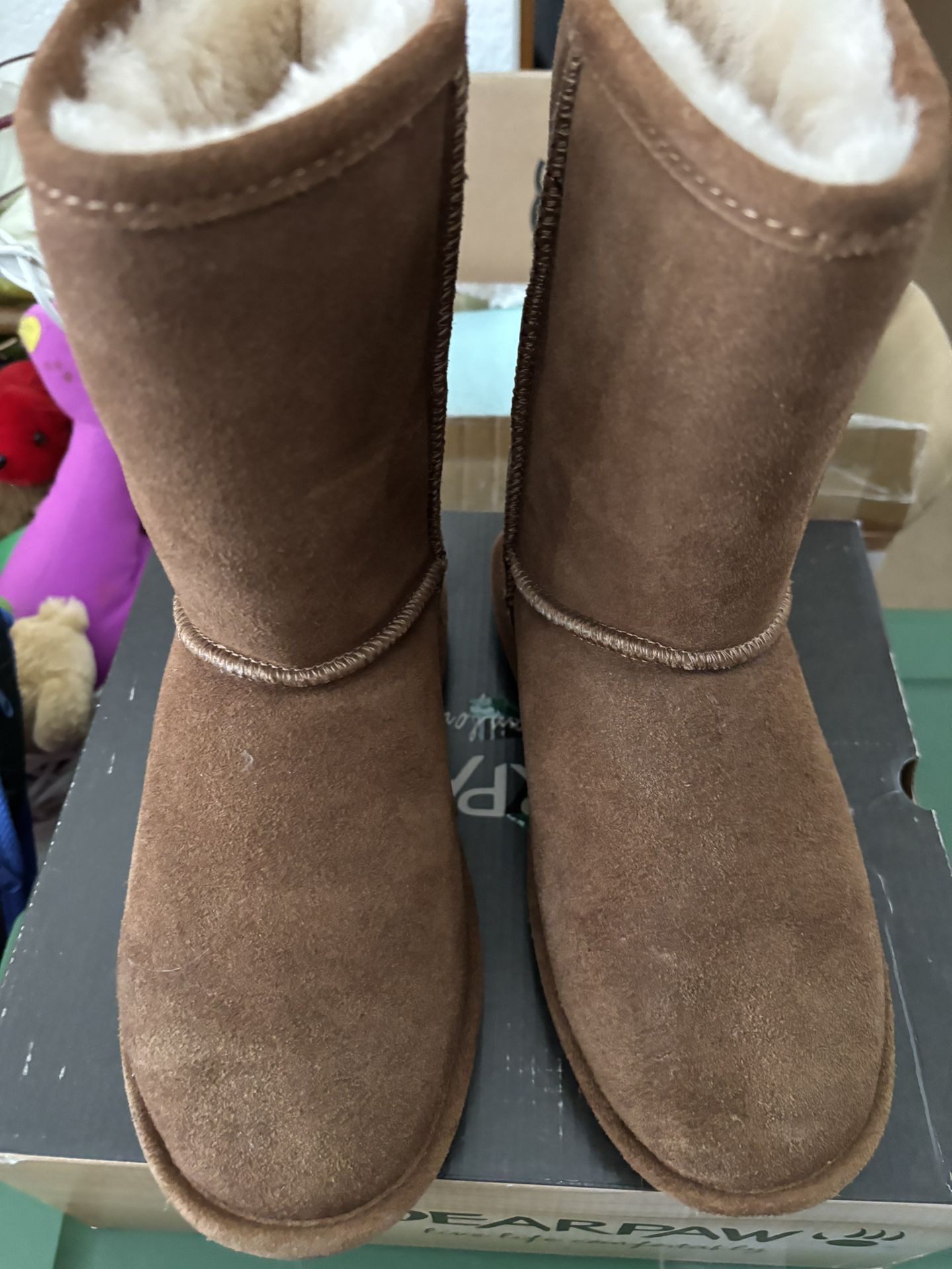 Bearpaw Fur Lined Preowned Mid Calf Hickory  Emma style  Brown Size 7