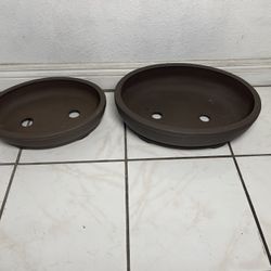 Large Unglazed Oval Bonsai Pots-Ceramic Zisha Oval Bonsai Planters($110 set of two)