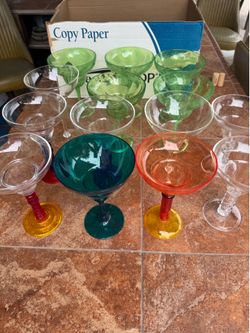 Margarita Glasses, set of 14 multi colored