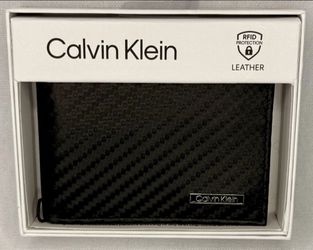 NEW Calvin Klein Men’s Carbon Fiber Textured Wallet w/ RFID Protection Flip Out