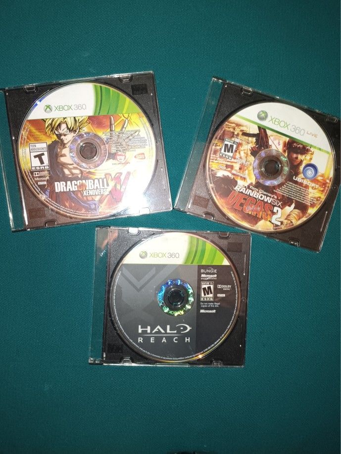 Xbox 360 Games Halo Reach, DragonBall Xenoverse, Rainbow Six Vegas 2