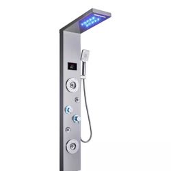 ELLO&ALLO  52 in. 6-Jet High Pressure Shower Tower System with LED Rainfall Waterfall Shower Head Handshower in Brushed Nickel 