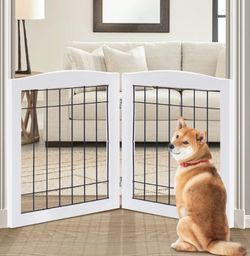 New 2 Panel Freestanding Pet Dog Gate 24"H by 40"W