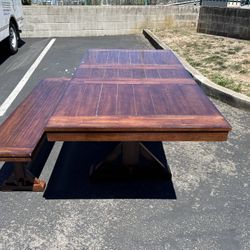 Solid Wood Dining Table with Matching Bench 