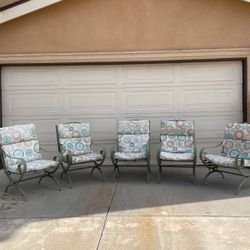 Five Steel patio chairs good condition