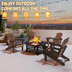 Adirondack Chair, Plastic Adirondack Chairs, HDPE Adirondack Chair, Folding Adirondack Chairs,Outdoor Chairs with Cup Holder for Lawn Patio Deck Fire 