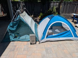2 Two person tents and camp heater