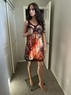 Sue Wong 100% Silk Beaded Neckline Bubble Hem Cocktail Dress Sz 6 Y2K Boho