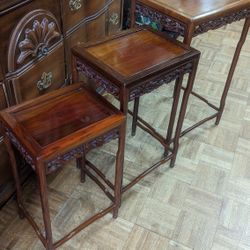 Antique Rosewood Stacking Tables Set Of Three 