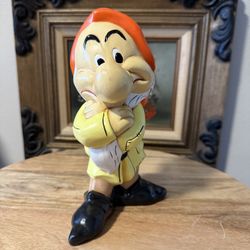 Vintage Ceramic Snow White Dwarf - Grumpy Figurine 9” Tall , Made In 1976