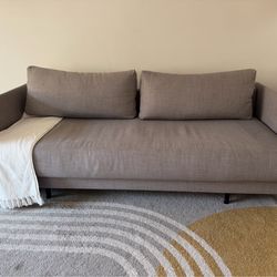 CB2 Tandom Microgrid Grey Sleeper Sofa