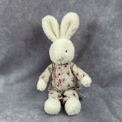 Little Jellycat Bedtime Sleepy Bunny Plush Cream Rabbit Print Pajamas 10”