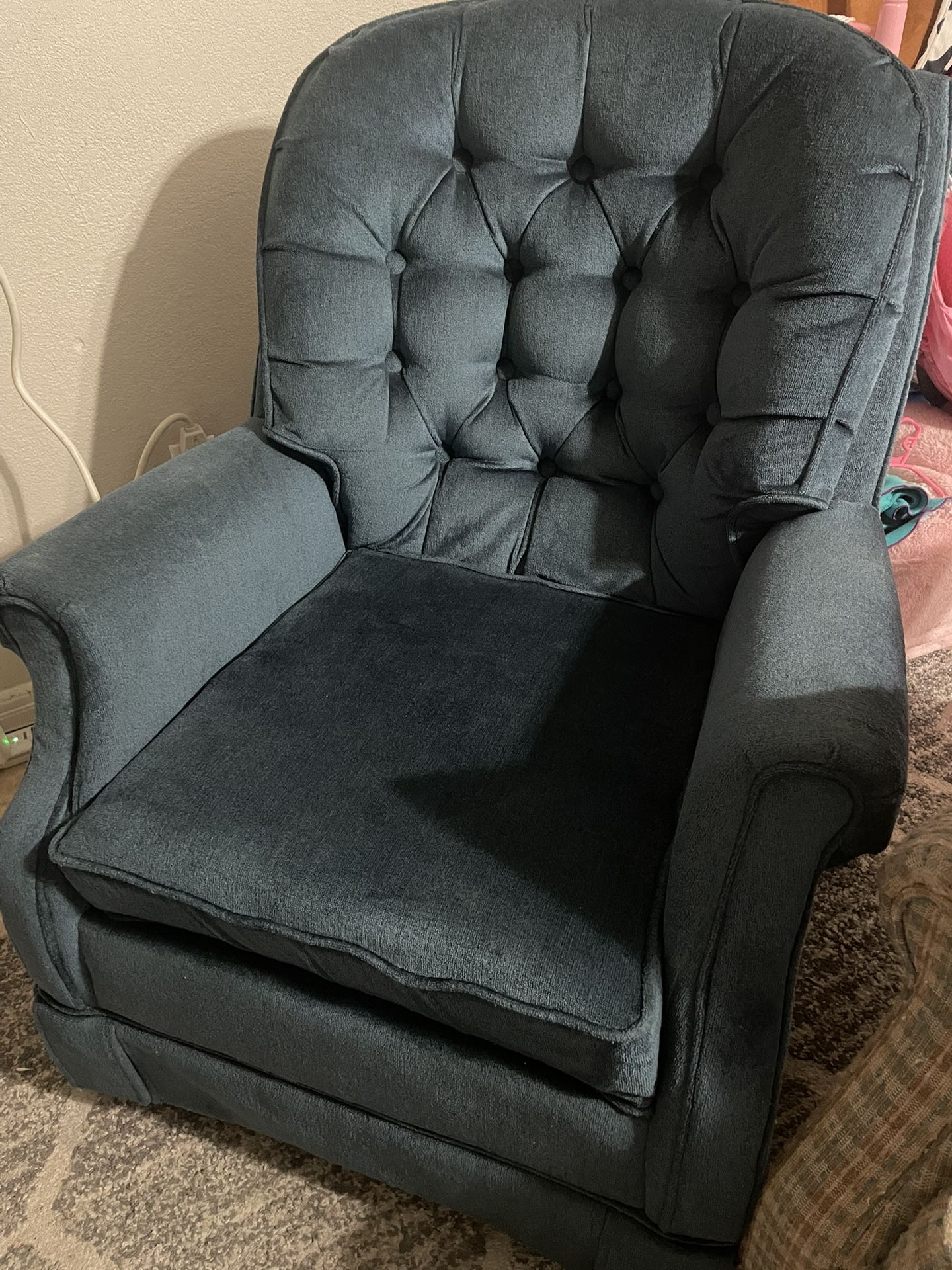 Blue Swivel Rocking Chair