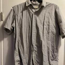 Chaps Easy Care Shirt Mens Size L Large Black Plaid Short Sleeve Button Front like new smoke free 