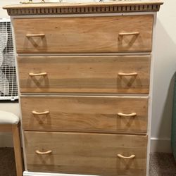 4-Drawer Wood & White Dresser Rustic Style