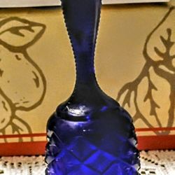 Vintage Cobalt Blue Glass Dinner Bell