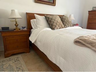 Queen size bed frame with side tables
